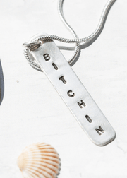 bitchin surf slang handmade silver necklace