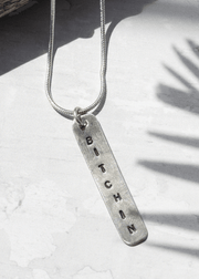 bitchin surf slang handmade silver necklace