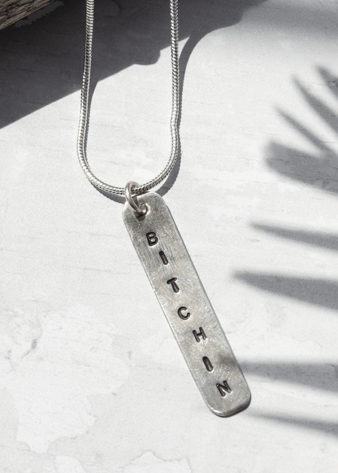 bitchin surf slang handmade silver necklace