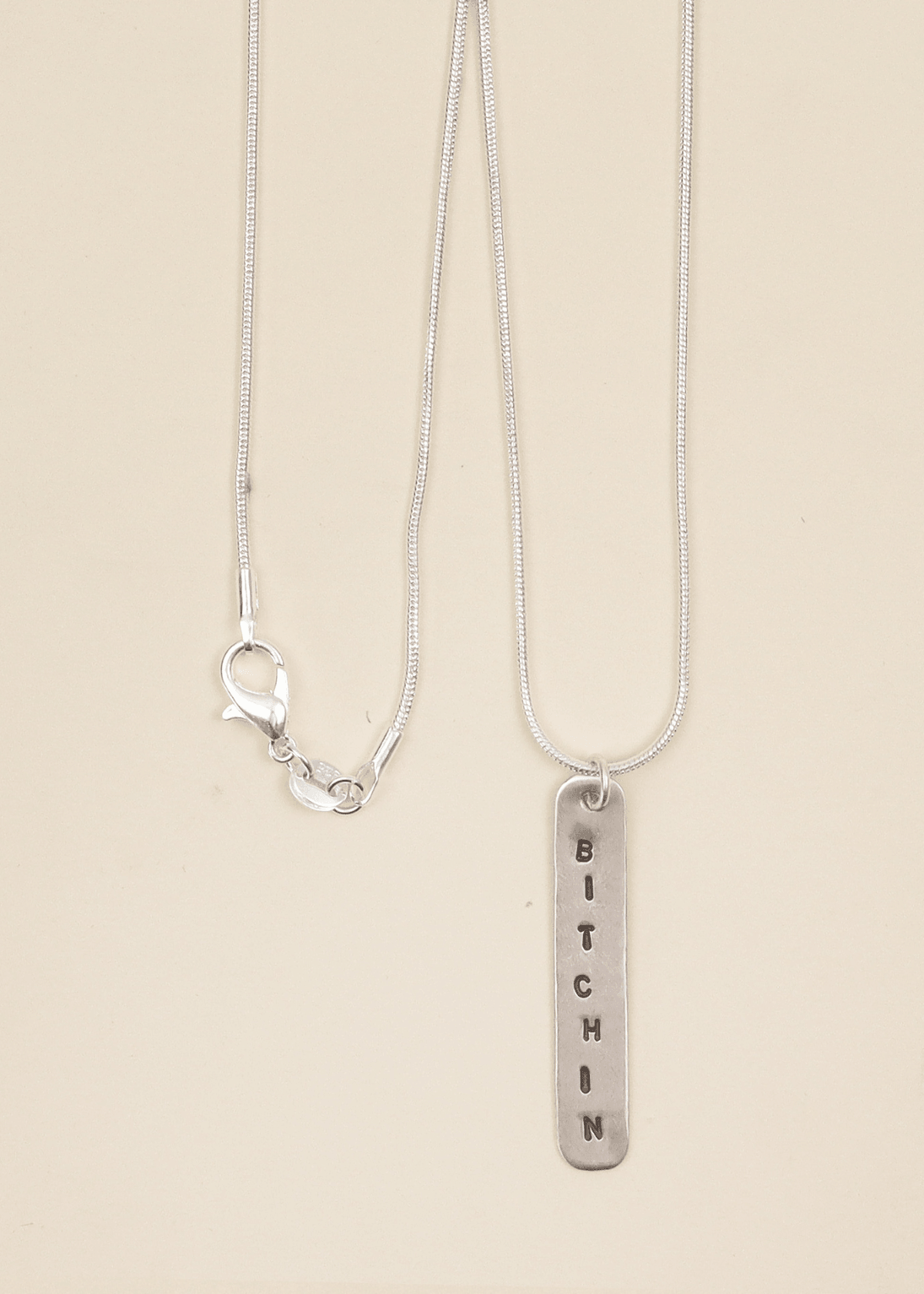 bitchin surf slang handmade silver necklace