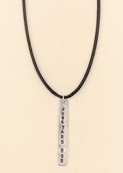 junkyard dog surf slang handmade sterling silver and cord necklace