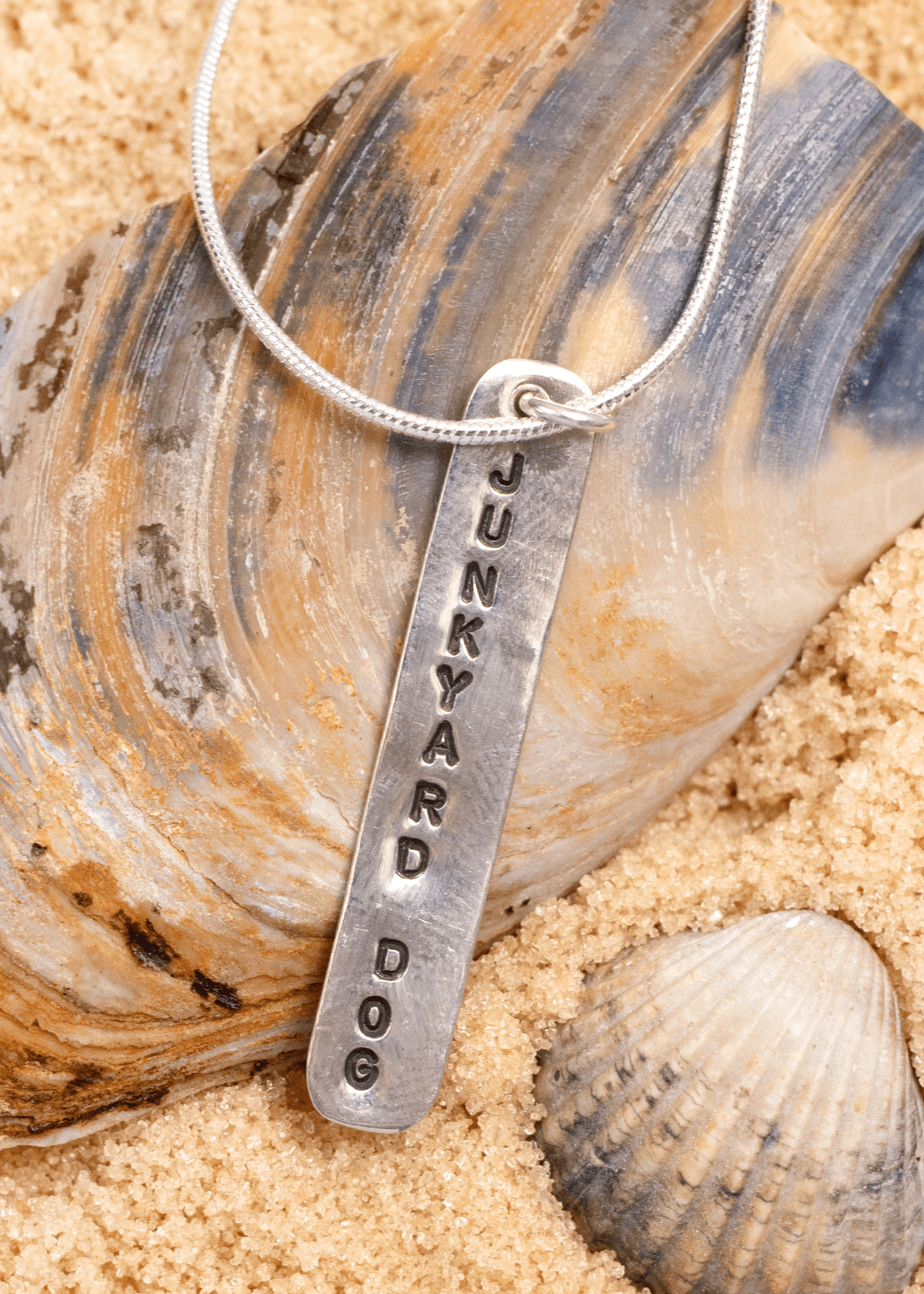 junkyard dog surf slang handmade sterling silver necklace