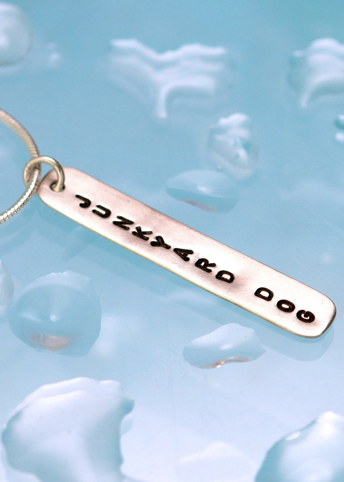 junkyard dog surf slang handmade sterling silver necklace