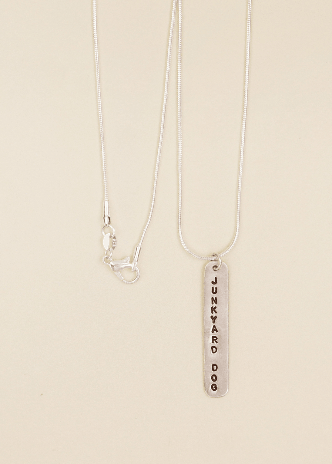 junkyard dog surf slang handmade sterling silver necklace