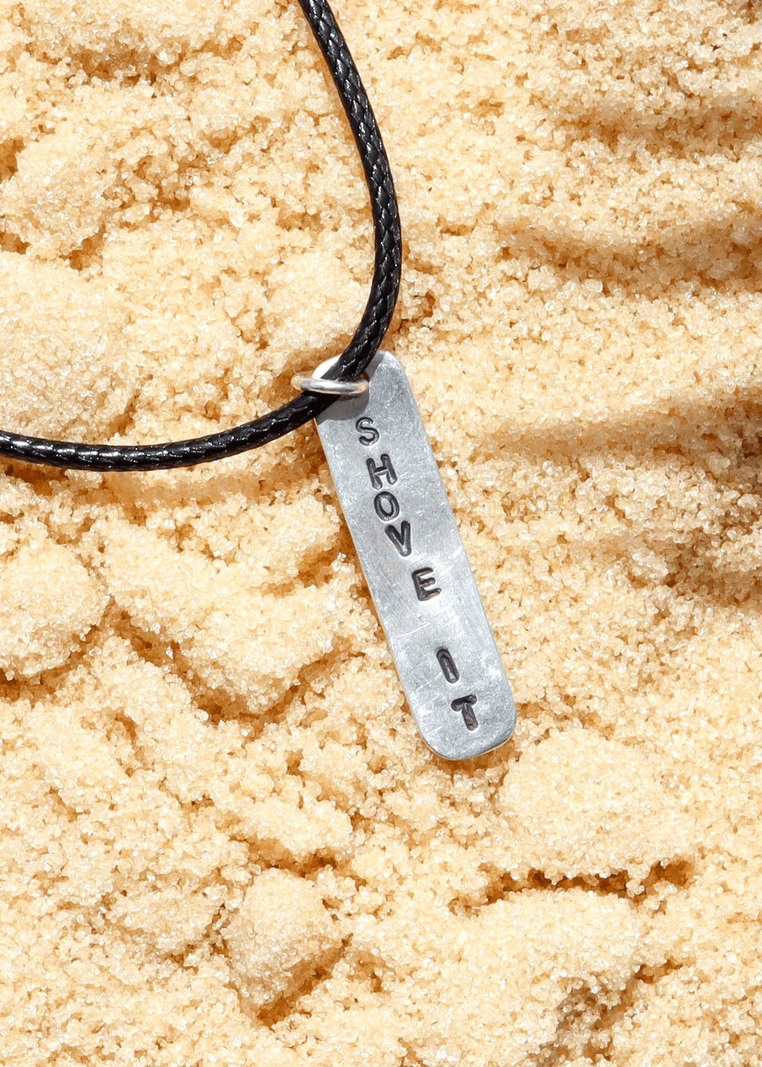'SHOVE IT' Sterling Silver & Cord Necklace - Junkbox Apparel