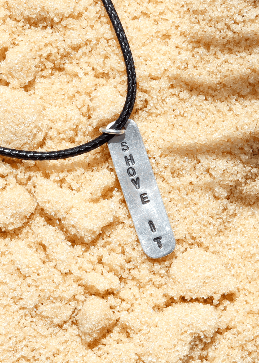 shove it surf slang handmade sterling silver and cord necklace