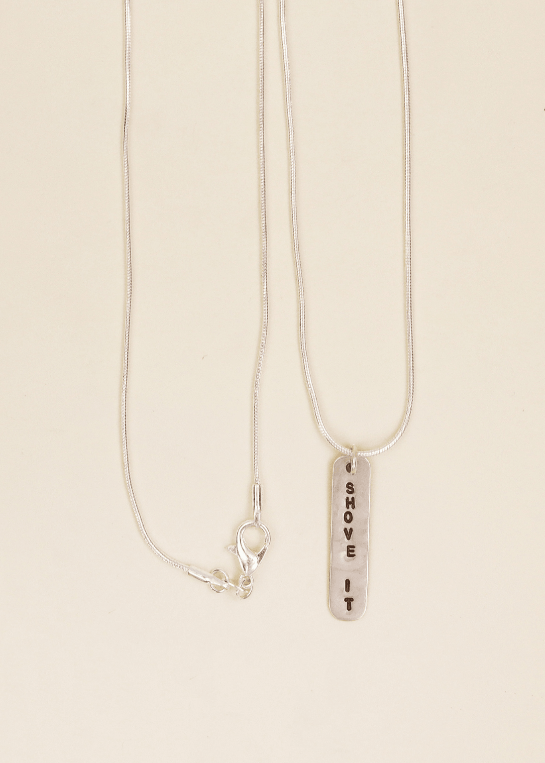 shove it surf slang handmade sterling silver necklace