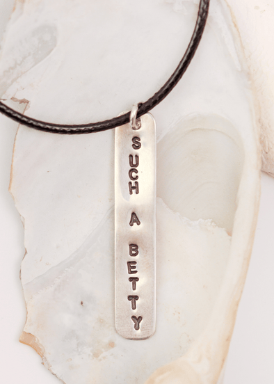 such a Betty surf slang handmade sterling silver & cord necklace