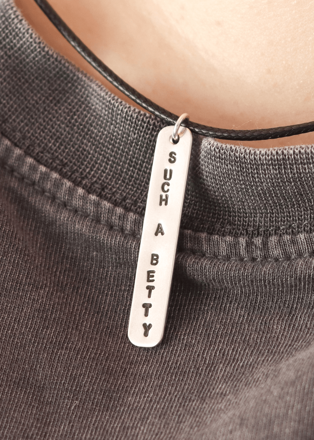 such a Betty surf slang handmade sterling silver & cord necklace