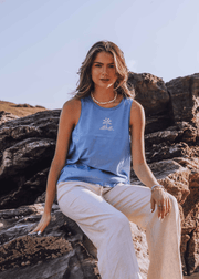 junkbox organic blue palm vest top