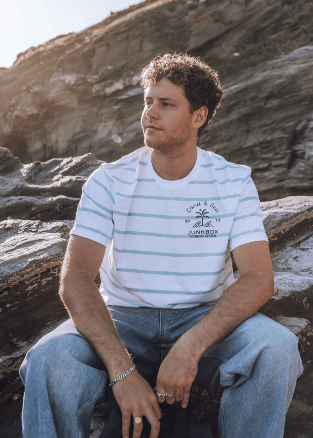 junkbox cotton blue & white striped Tshirt 