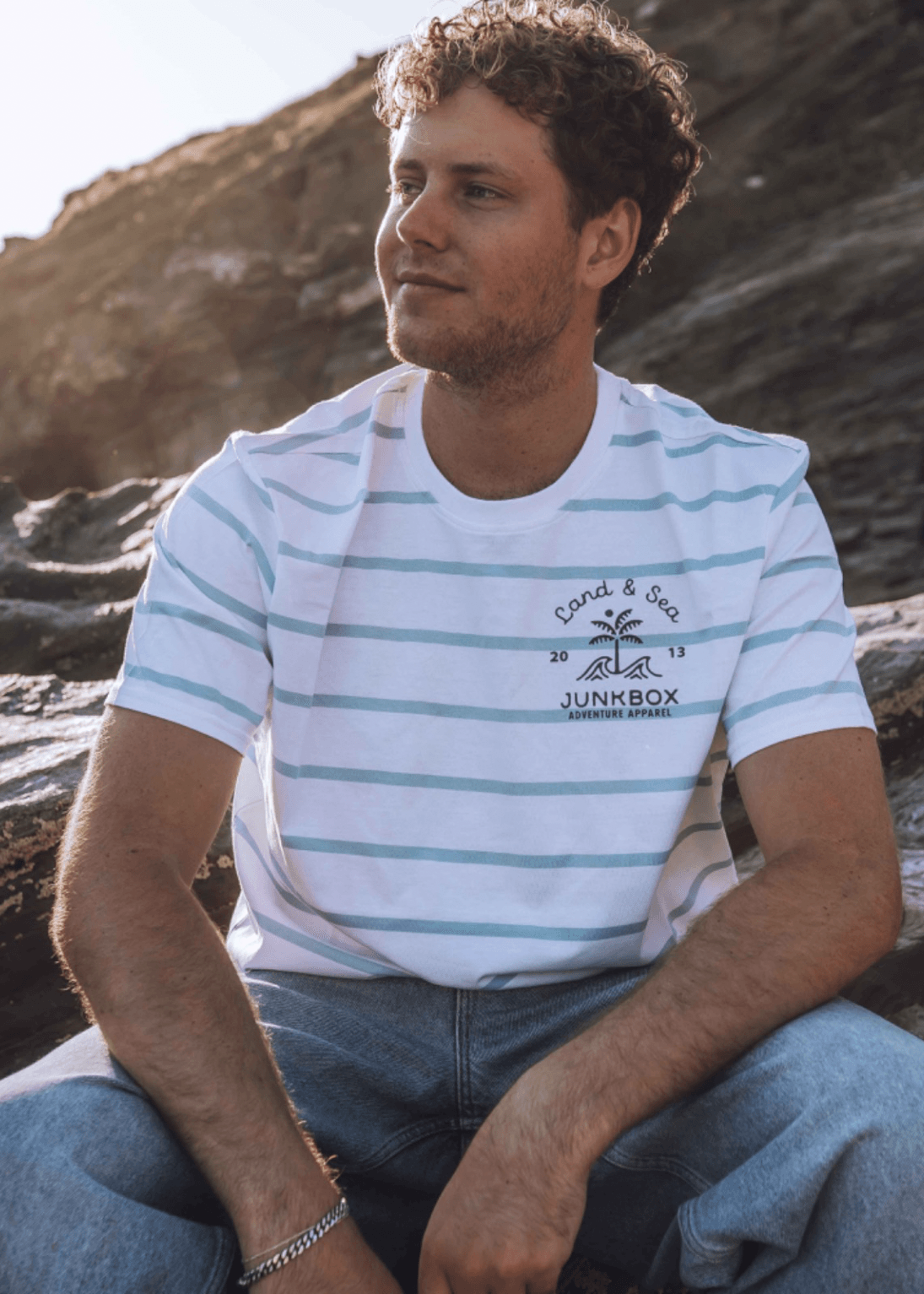 junkbox cotton blue & white striped Tshirt 