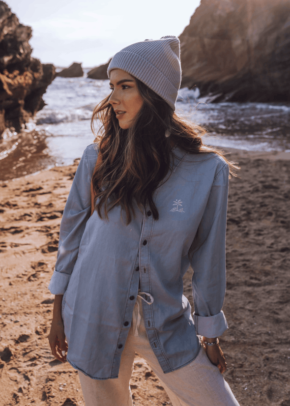 junkbox cotton light denim boyfriend shirt