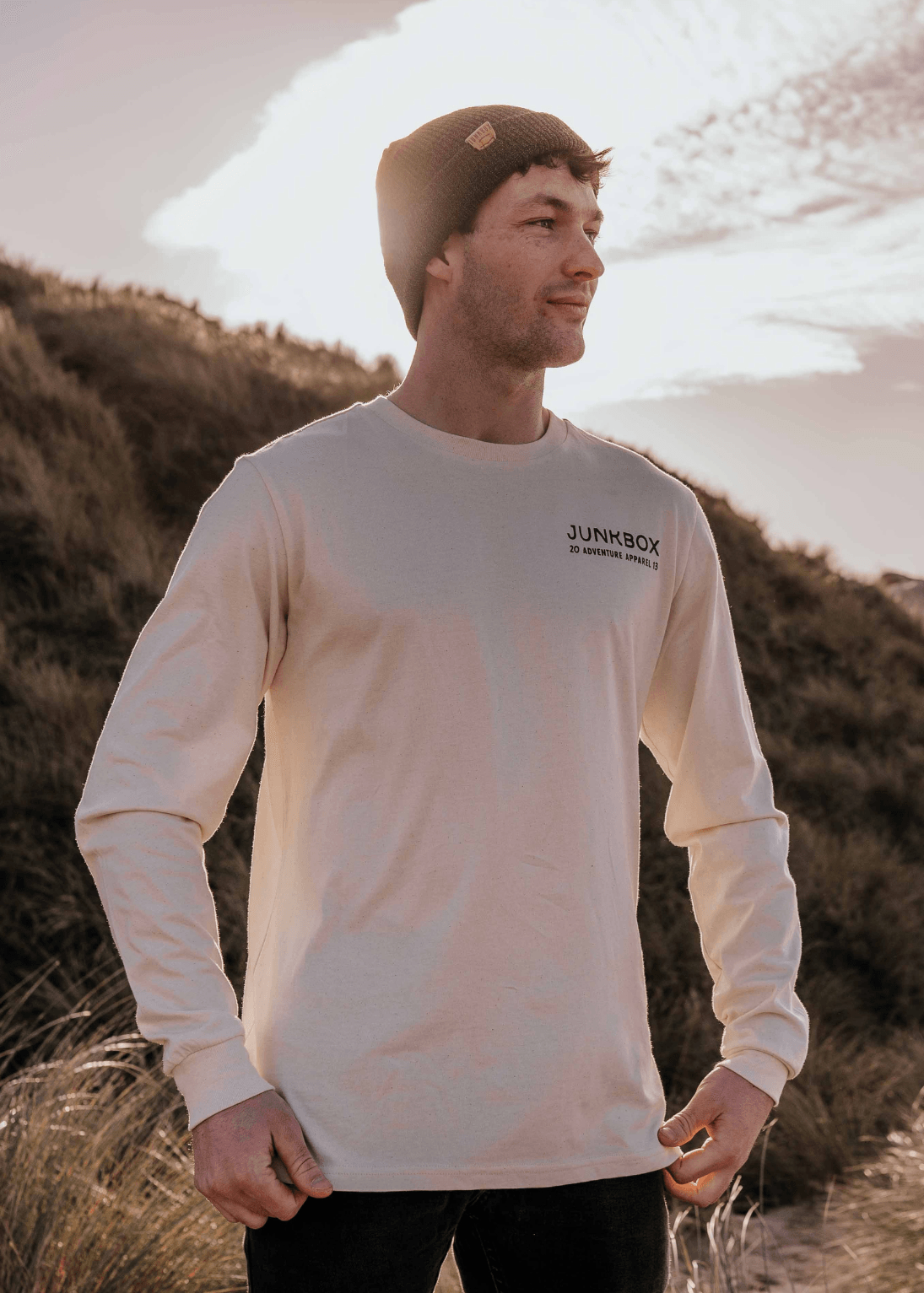 junkbox long sleeve organic natural lightweight tshirt