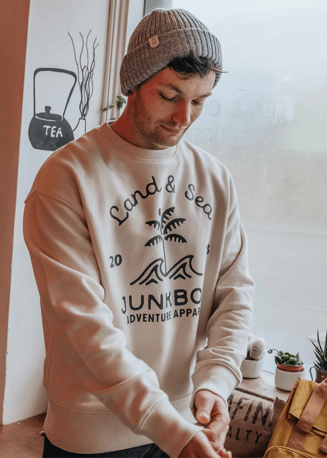 Palm Natural Oversized Organic Sweatshirt - Junkbox Apparel