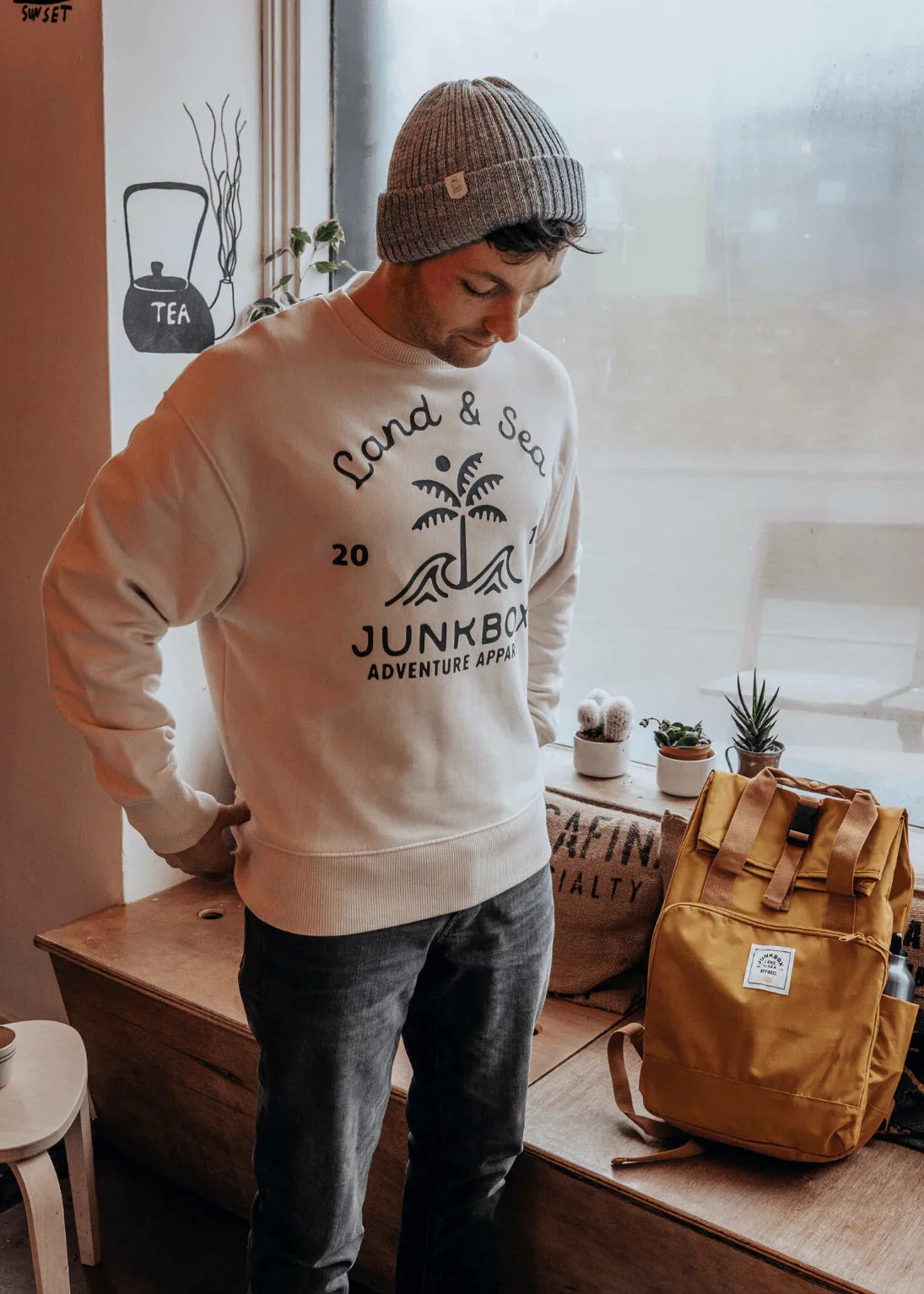Palm Natural Oversized Organic Sweatshirt - Junkbox Apparel