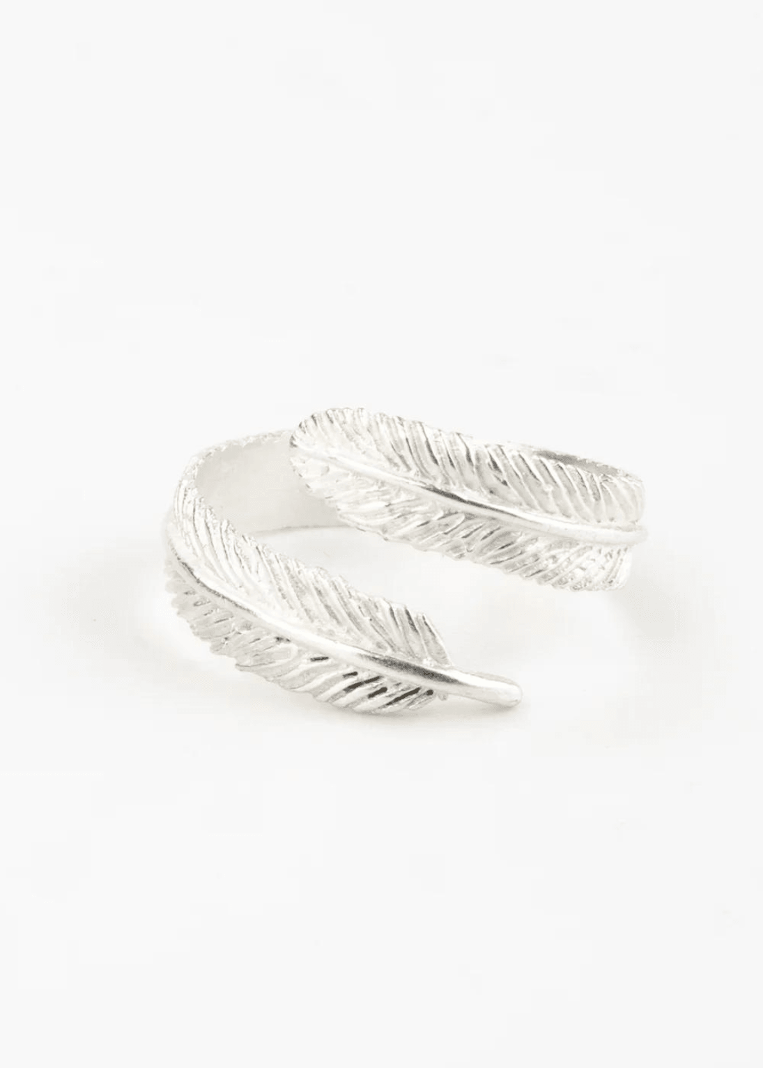 silver feather wrap adjustable ring