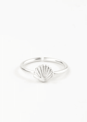 silver shell adjustable ring