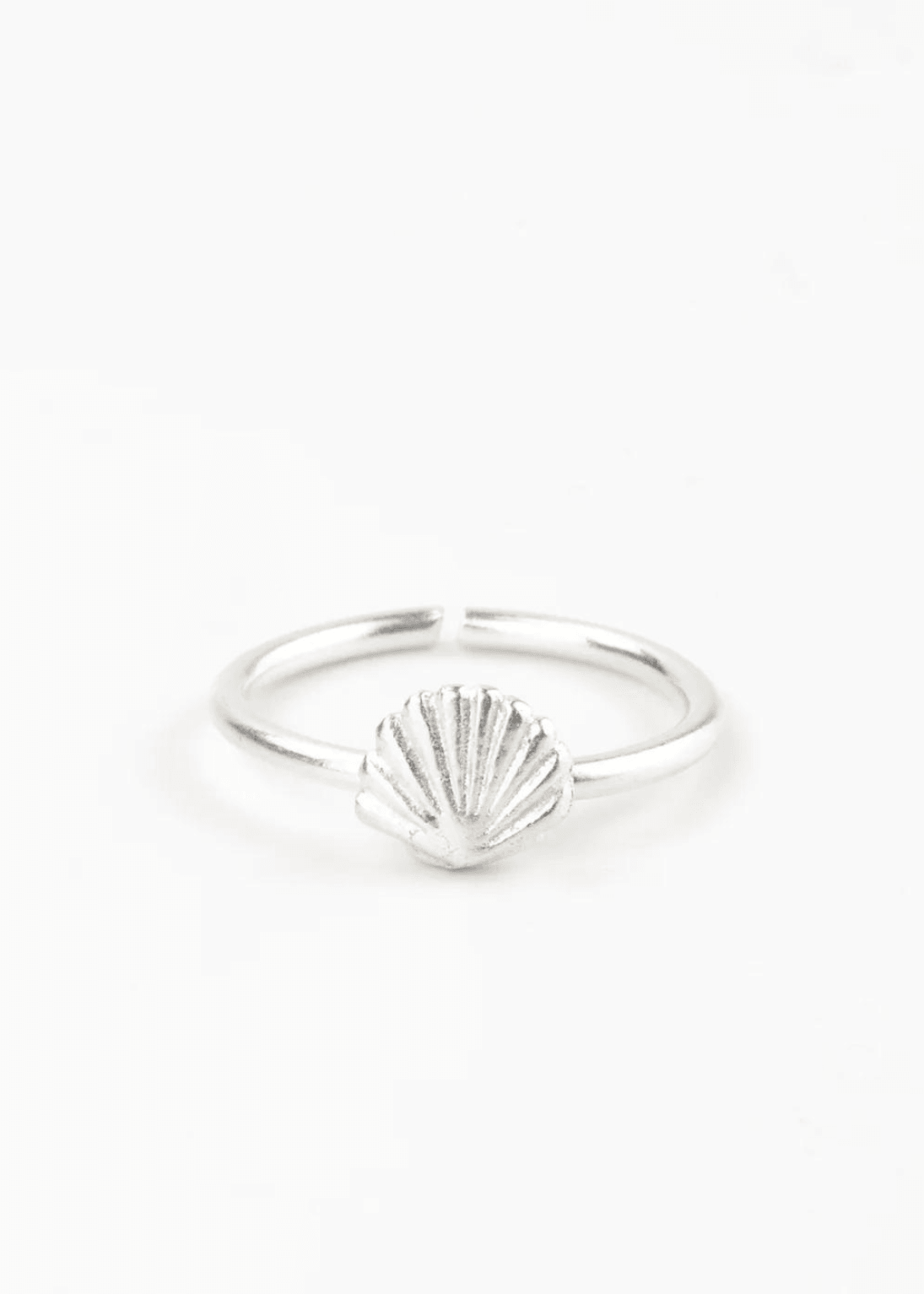 silver shell adjustable ring