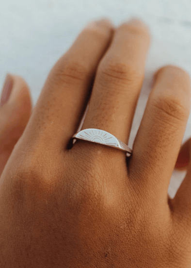 silver sunrise adjustable ring