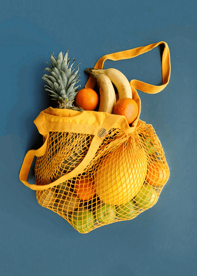 mustard organic mesh grocery bag