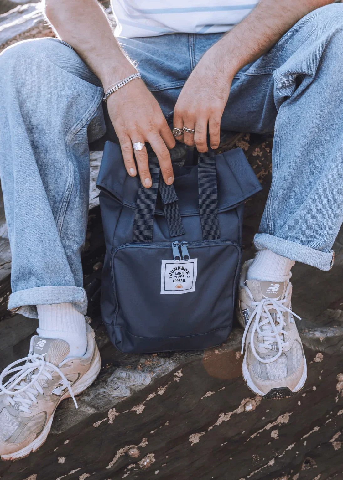 the-mini-recycled-roll-top-backpack-in-navy-junkbox-apparel-1 - Junkbox Apparel