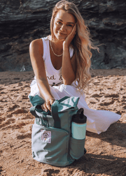 junkbox recycled sage green mini backpack