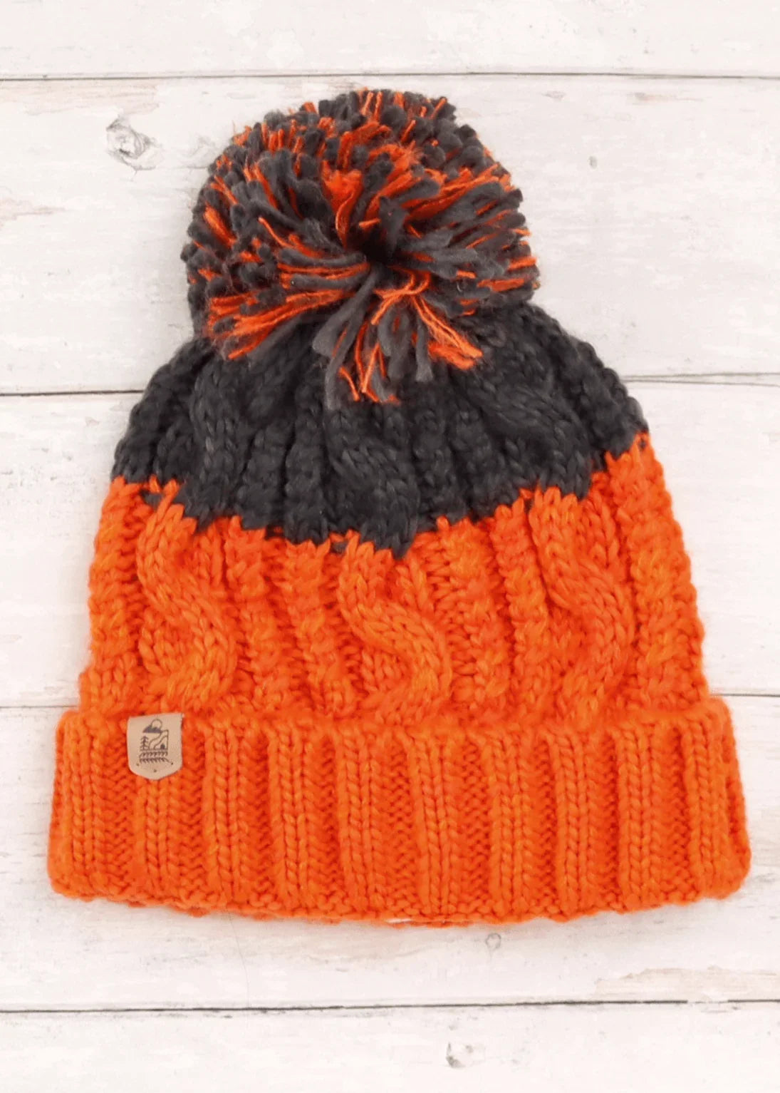 Adventurer Bobble Hat in Orange & Grey - Junkbox Apparel