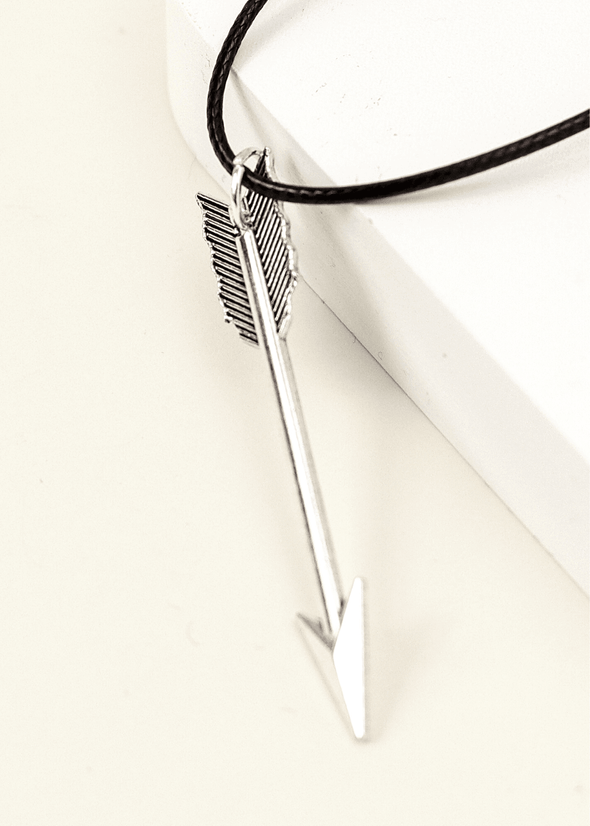 junkbox silver arrow cord necklace