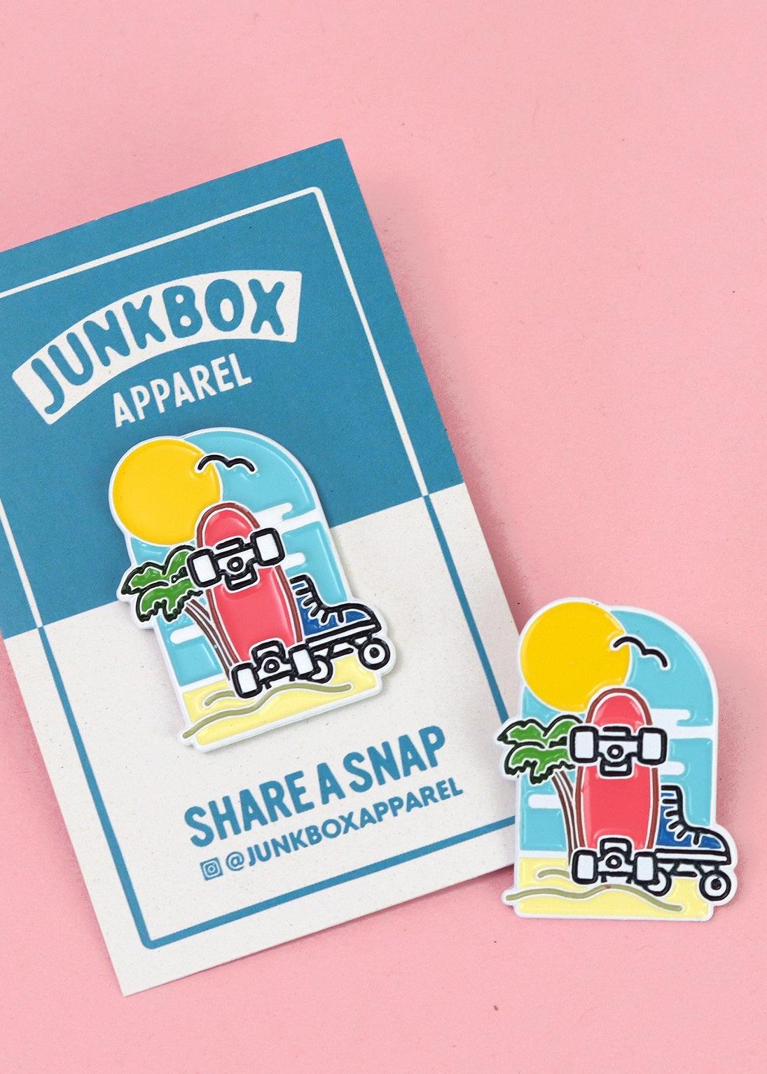 junkbox Beachy skate club enamel pin badge