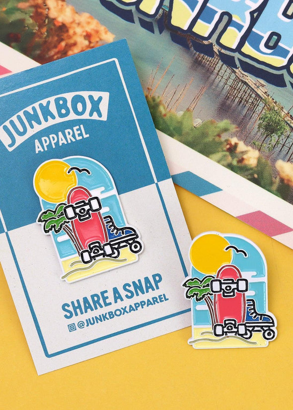 junkbox Beachy skate club enamel pin badge