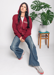 junkbox classic burgundy unisex zip up hoodie