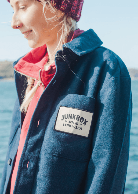 junkbox recycled navy overskirt jacket shacket