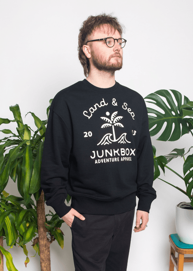 junkbox black classic palm organic unisex sweater