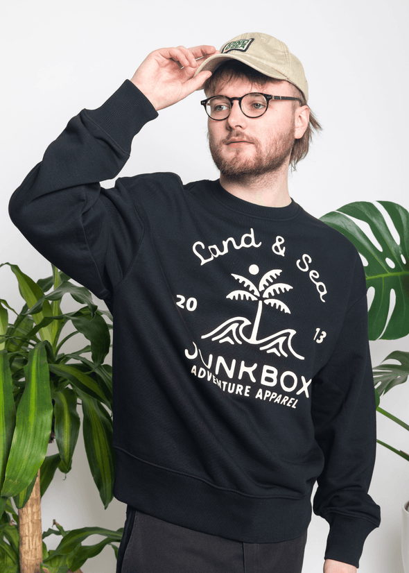 junkbox black classic palm organic unisex sweater