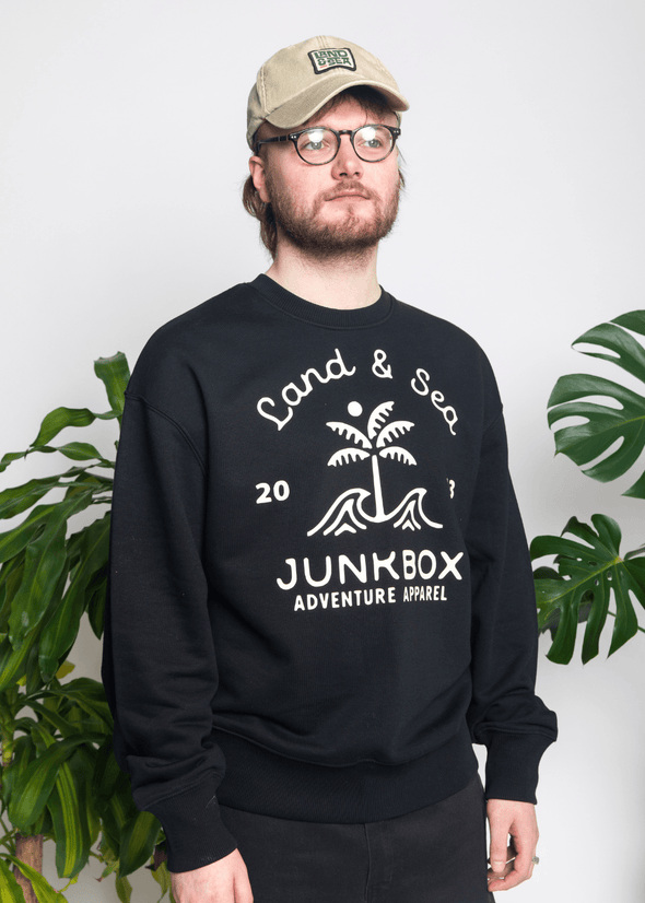 junkbox black classic palm organic unisex sweater