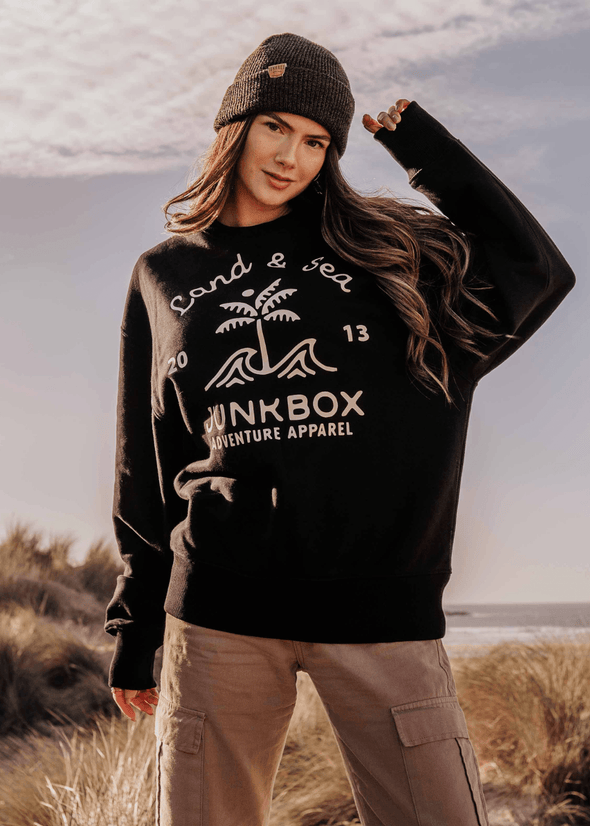junkbox long sleeve organic black oversized sweater
