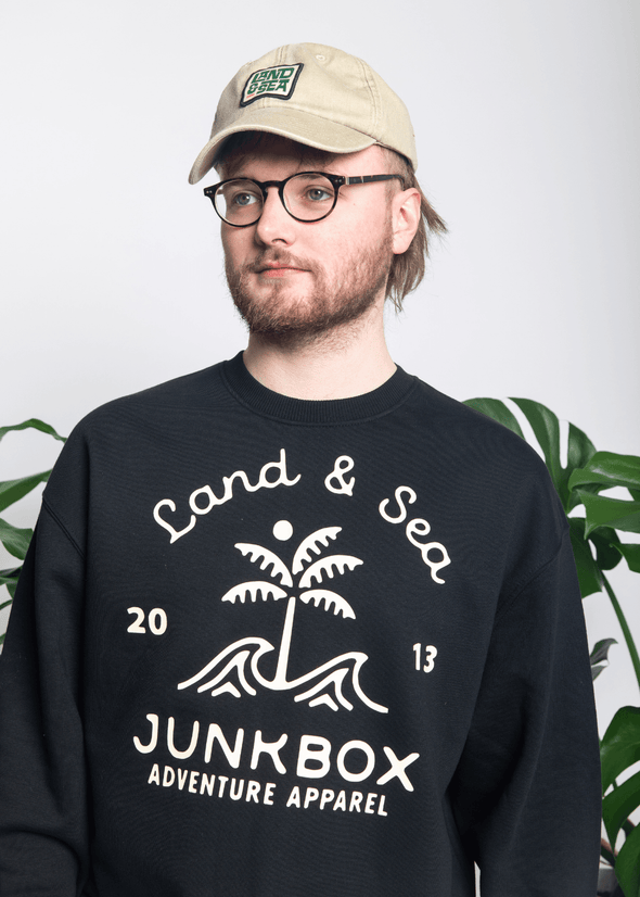 junkbox black classic palm organic unisex sweater