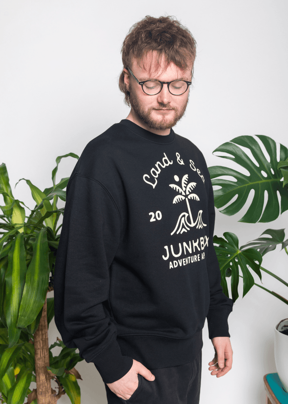 junkbox black classic palm organic unisex sweater