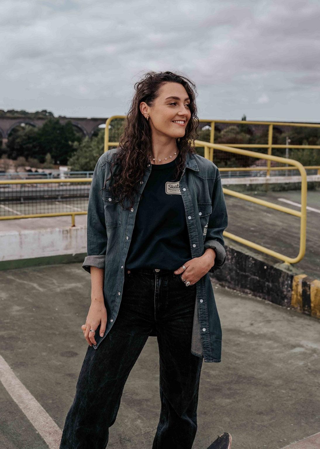 Denim apparel top
