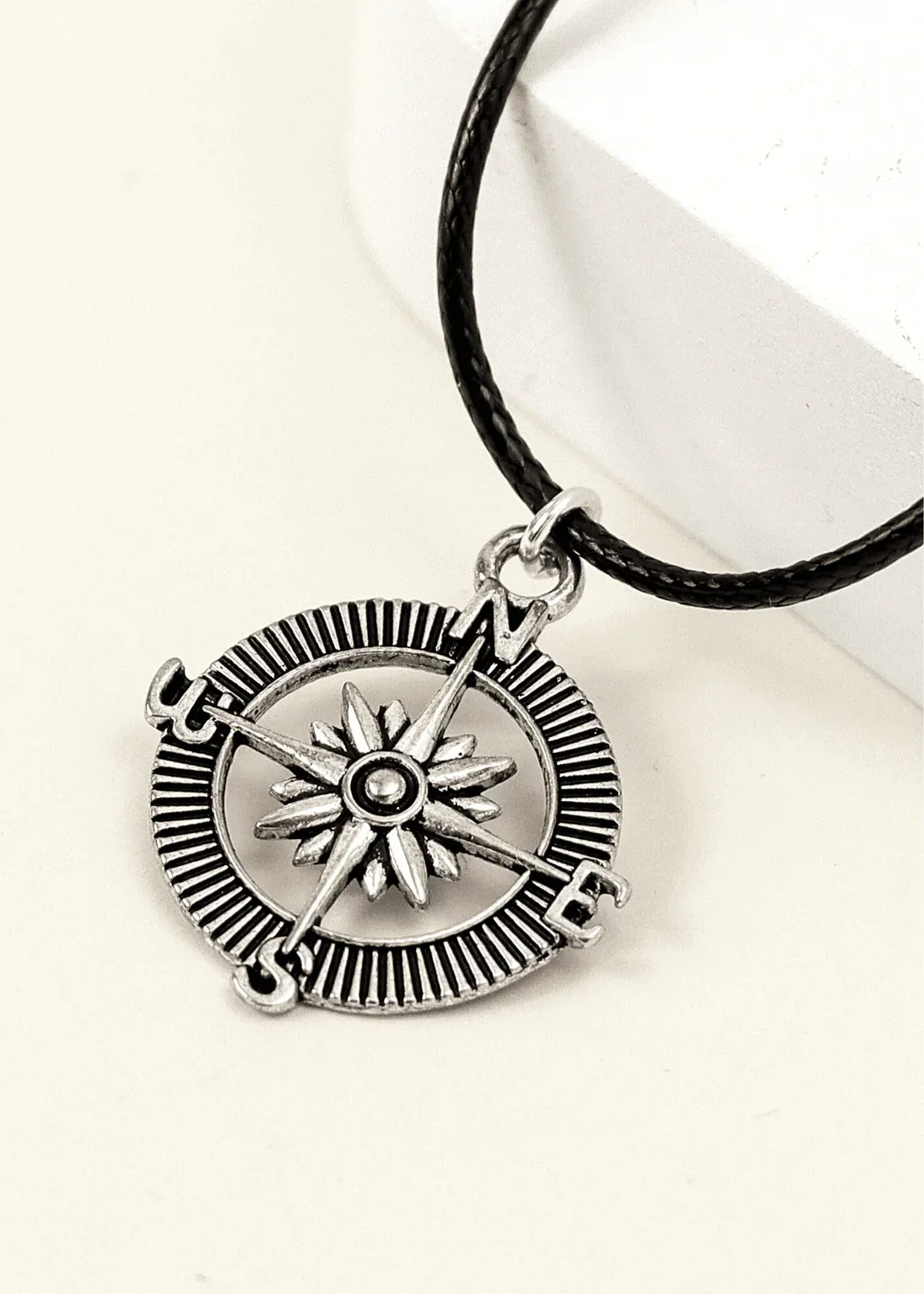 compass-black-cord-necklace-junkbox-apparel-1 - Junkbox Apparel
