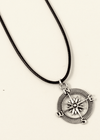 junkbox cord silver compass necklace