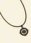 junkbox antique gold compass cord necklace