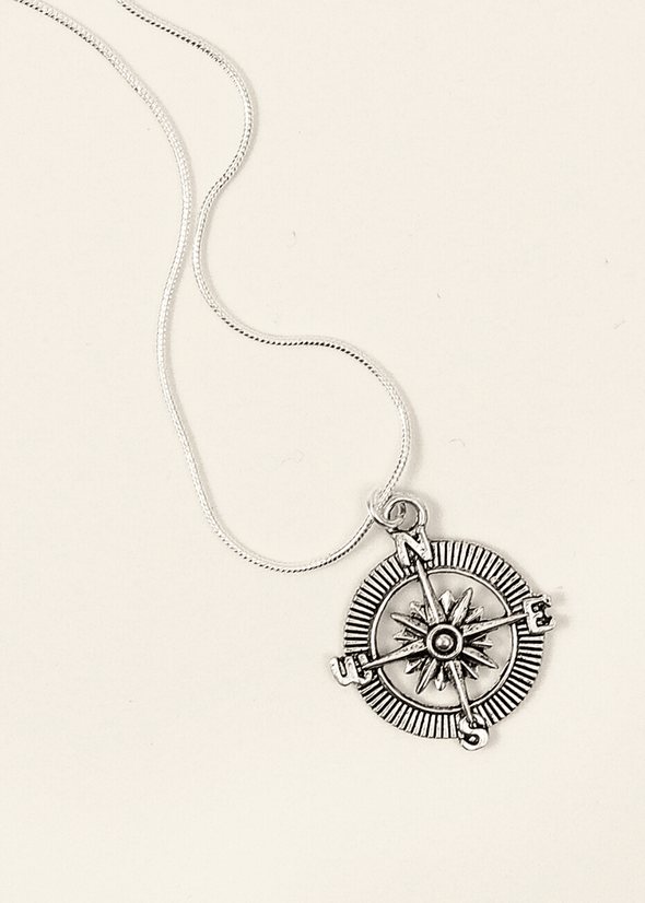 junkbox compass silver necklace
