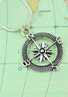 silver compass charm necklace