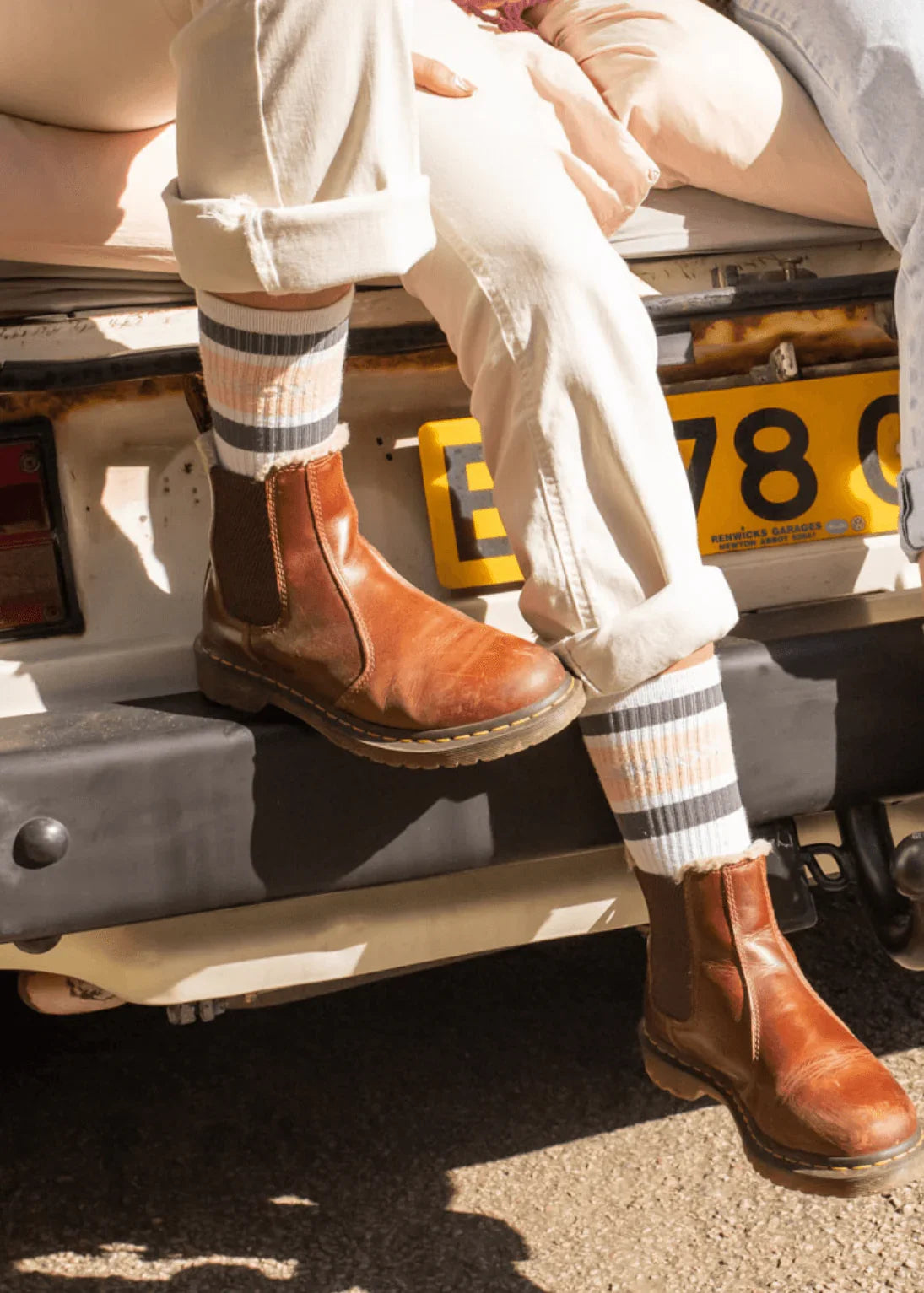 crew-socks-in-grey-and-coral-junkbox-apparel-2 - Junkbox Apparel