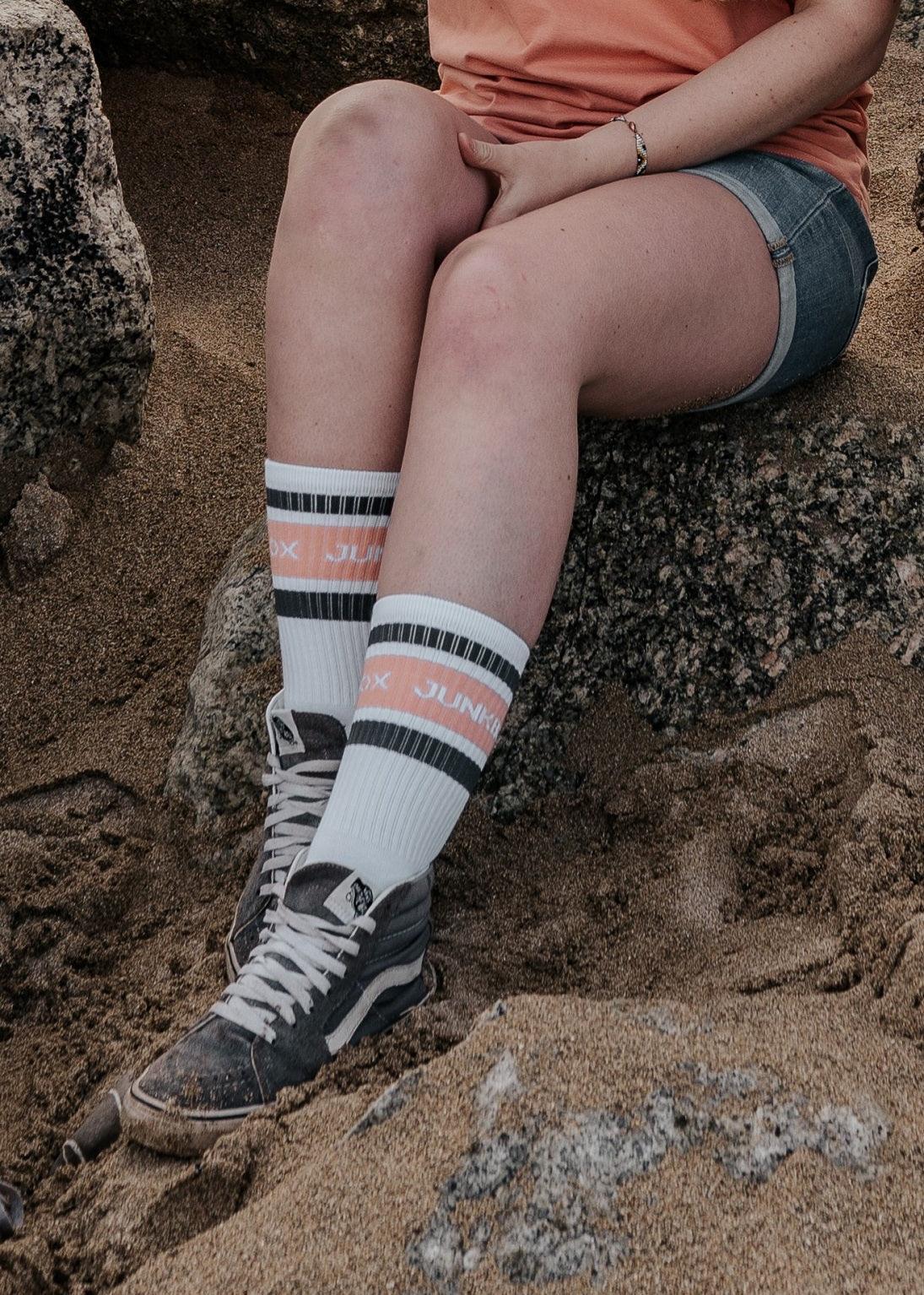 crew-socks-in-grey-and-coral-junkbox-apparel-4 - Junkbox Apparel