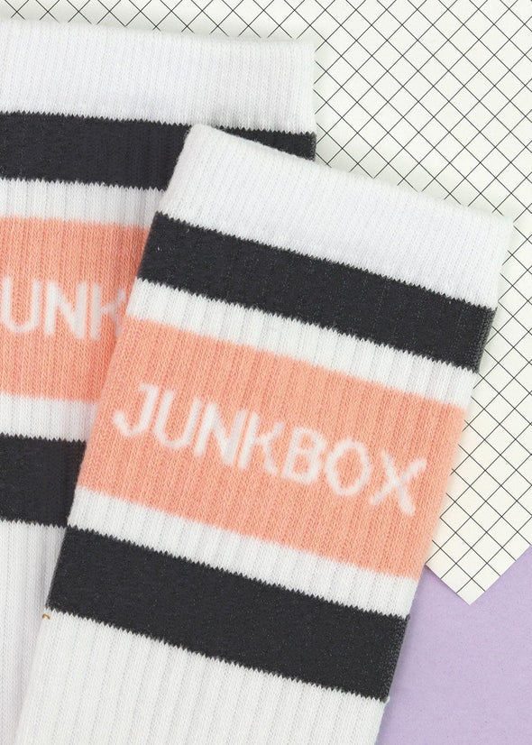 Junkbox coral and grey skate crew socks