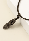 junkbox antique gold feather cord necklace