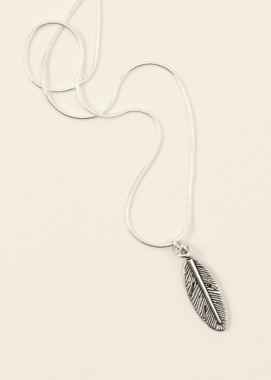 junkbox silver feather necklace